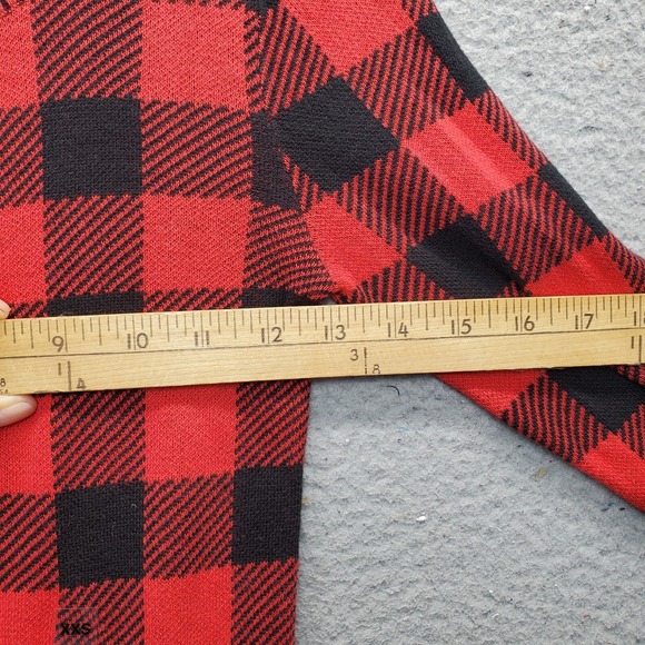 Express Sweater Women 2XS Multi Buffalo Plaid Ribbed Cuff/Hem Crew Neck Pullover - Picture 4 of 6